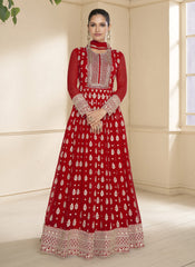 Nakshatra Bright Red Georgette Anarkali suit