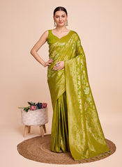 Nakshatra Lime green Handloom silk saree