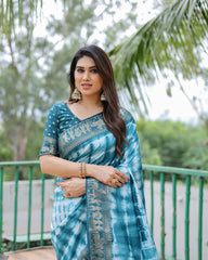 Nakshatra Blue Sibori print designer saree