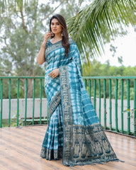 Nakshatra Blue Sibori print designer saree
