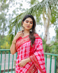 Nakshatra Pink Sibori Print Designer saree