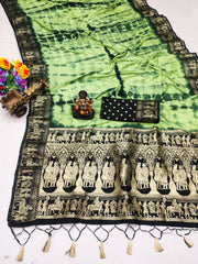 Nakshatra Green Sibori Print Designer saree