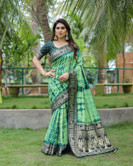 Nakshatra Green Sibori Print Designer saree