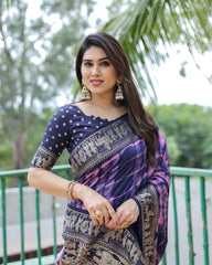 Nakshatra Navy Blue Sibori Print Designer saree