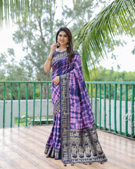 Nakshatra Navy Blue Sibori Print Designer saree