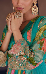 Nakshatra Green Party Wear Anarkali suit.