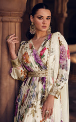 Nakshatra Cream Party Wear Anarkali suit.