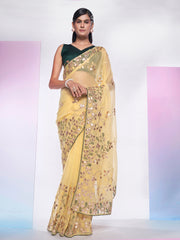Nakshatra Yellow Embroidery Saree