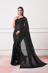 Nakshatra Black Embroidery Saree