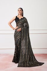 Nakshatra Black Embroidery Saree