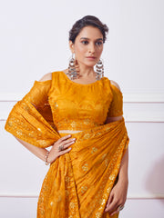Nakshatra Mustard Embroidery Saree
