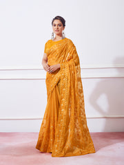 Nakshatra Mustard Embroidery Saree