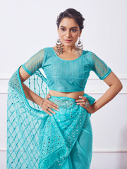 Nakshatra Blue Embroidery Saree
