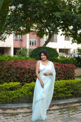 Nakshatra Light Blue Embroidery Saree