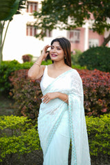Nakshatra Light Blue Embroidery Saree