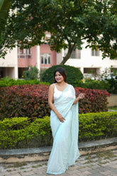 Nakshatra Light Blue Embroidery Saree