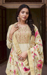 Nakshatra Cream silk Anarkali suit