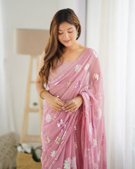 Nakshatra Onion sequinned saree