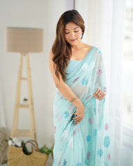 Nakshatra Sky Blue sequinned saree