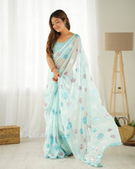 Nakshatra Sky Blue sequinned saree