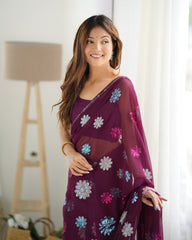 Nakshatra Wine sequinned saree