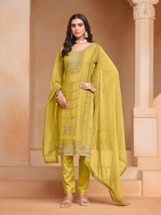 Nakshatra Yellow Embroided Organza Suit