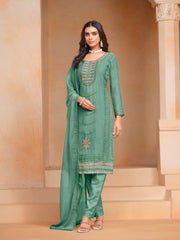 Nakshatra Green Embroided Organza Suit