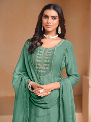 Nakshatra Green Embroided Organza Suit