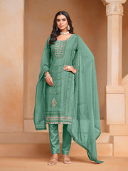 Nakshatra Green Embroided Organza Suit