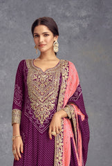 Nakshatra Wine Colored Party wear suit