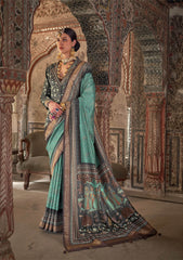Nakshatra Royal Sea Green Viscose Silk saree