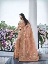 Nakshatra Pink Wedding Wear Saree