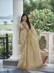 Nakshatra Beige Wedding Wear Saree