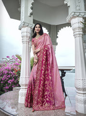 Nakshatra Pink Wedding Wear Saree