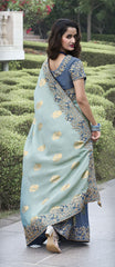 Nakshatra Blue Wedding Wear Saree