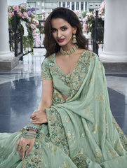 Nakshatra Green Wedding Wear Saree