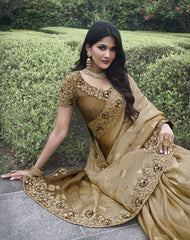 Nakshatra Brown Wedding Wear Saree