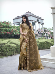 Nakshatra Brown Wedding Wear Saree