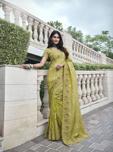 Nakshatra Yellow Wedding Wear Saree