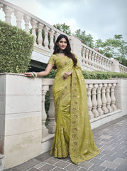 Nakshatra Yellow Wedding Wear Saree