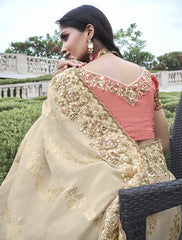 Nakshatra Beige Wedding Wear Saree