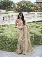 Nakshatra Beige Wedding Wear Saree