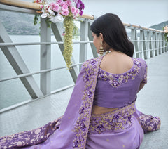 Nakshatra Purple Wedding Wear Saree