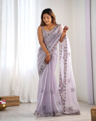 Nakshatra Lavender Burburry Silk Saree