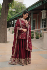 Nakshatra Maroon Partywear Palazzo Suit