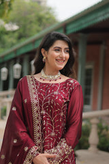 Nakshatra Maroon Partywear Palazzo Suit