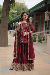 Nakshatra Maroon Partywear Palazzo Suit