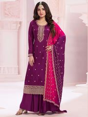 Nakshtar Grape Purple Embroidered Party Wear Suit