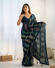 Nakshatra Teal Blue Dazzling Saree