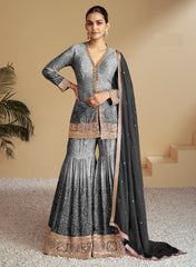 Nakshatra Grey Party wear Garara Suit